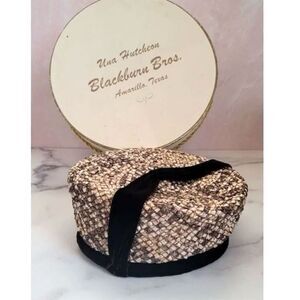 Una Hutcheon Blackburn Bros. Amarillo TX Vintage snake hat & pillbox round hatbo